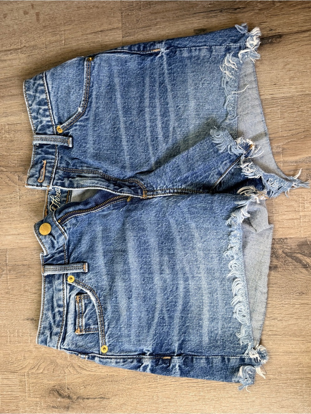 High-Waist Distressed Denim shorts